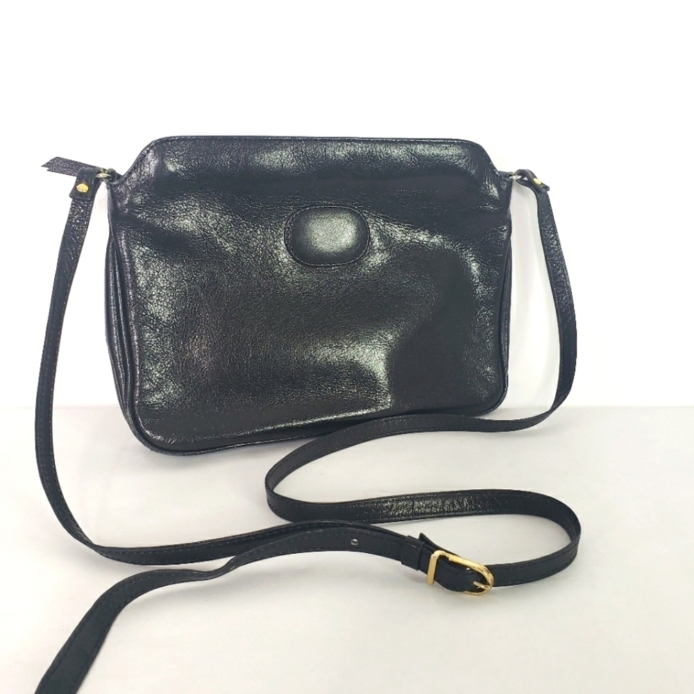 Dokkim vintage black leather crossbody bag